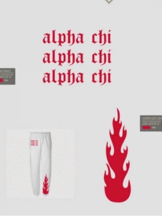 Alpha Chi Omega Pants - Alpha Chi Omega Sorority Sweatpants with Red Flame Graphic